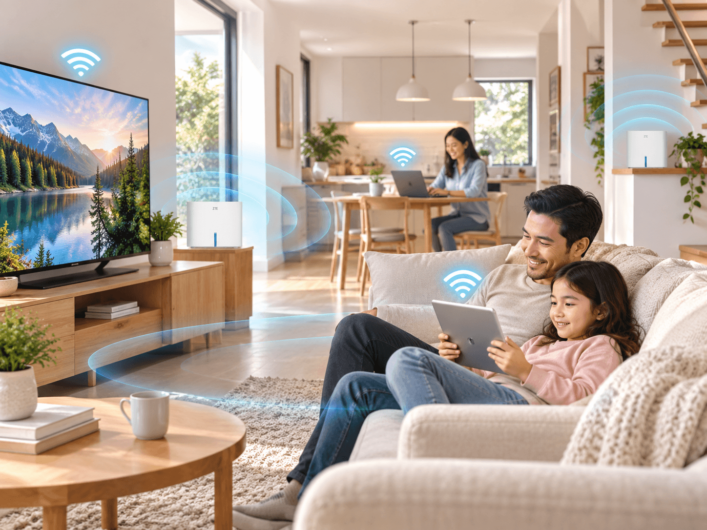 Hogar conectado mediante una red Wi-Fi Power Mesh